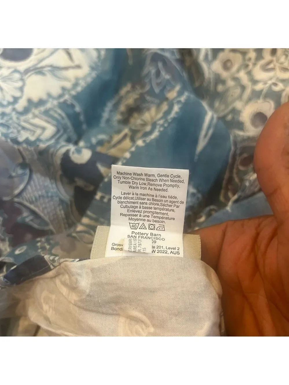 Pottery Barn Duvet Set Full/Queen Blue Medallion 2 Pullowcases Cotton Boho